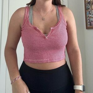 Brandy Melville Red Striped Tank Top!